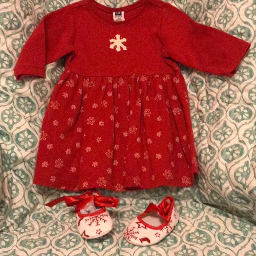 Red snowflake dress with slippers